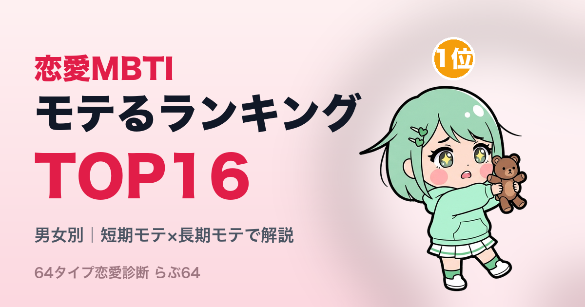 恋愛MBTIモテるランキングTOP16【男女別】